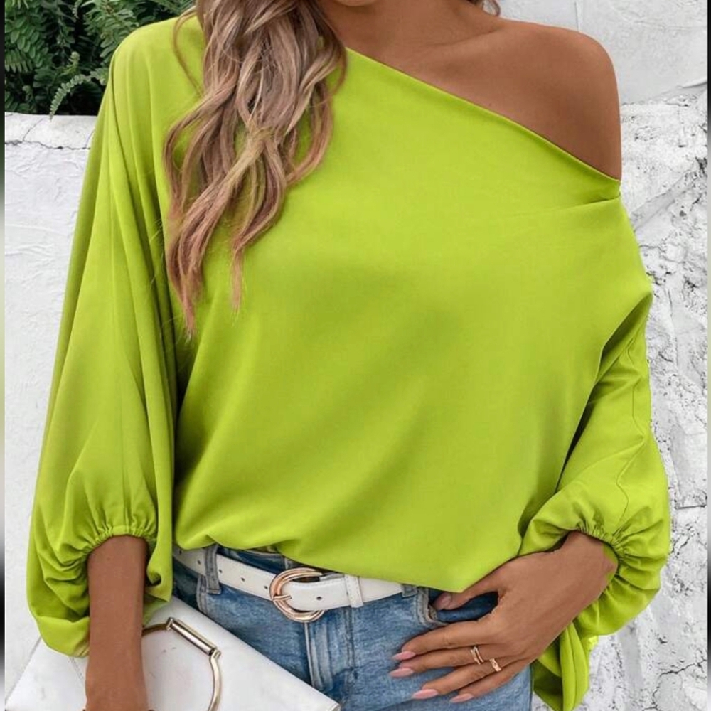 Shein Lime Green Off-Shoulder Women's Top